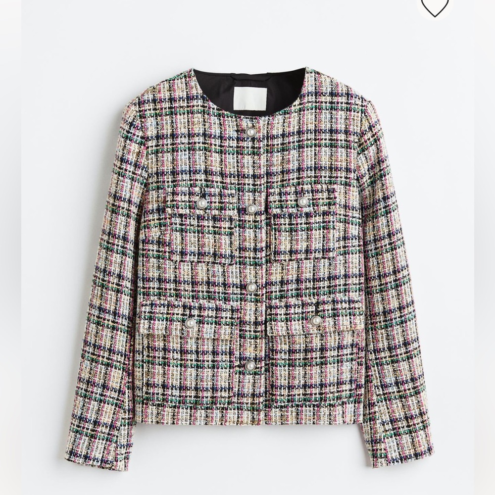H&M textured weave boucle jacket size large